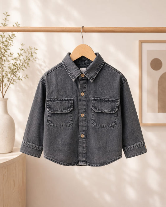 Premium Boys Washed Denim Full Sleeve Shirt | Classic Casual Denim Shirt | Sizes 2–7 Years