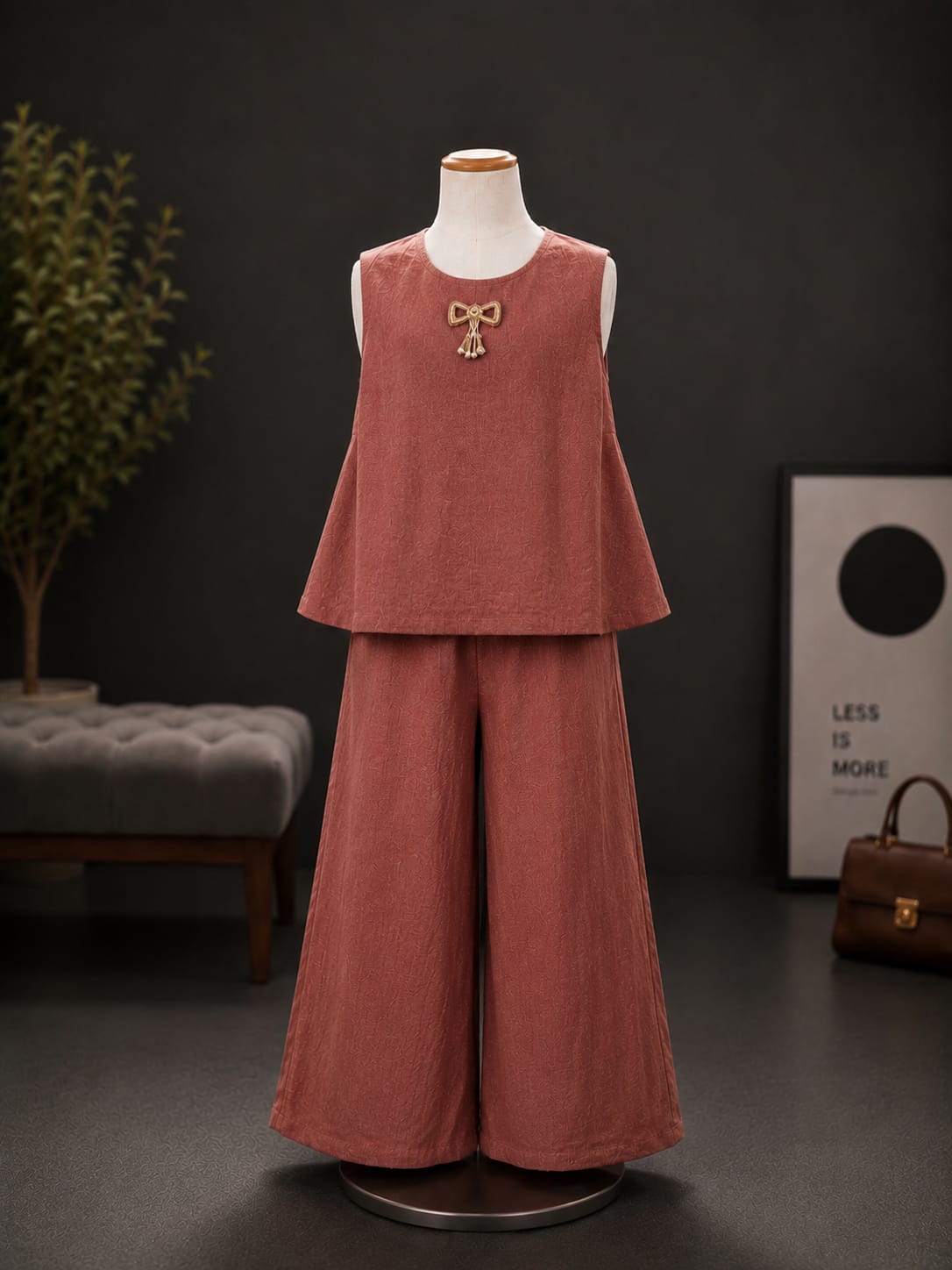 Premium Girls Designer Peplum Top & Palazzo Co-Ord Set | Brown | Ethnic Party Wear | Sizes 6-12 Years