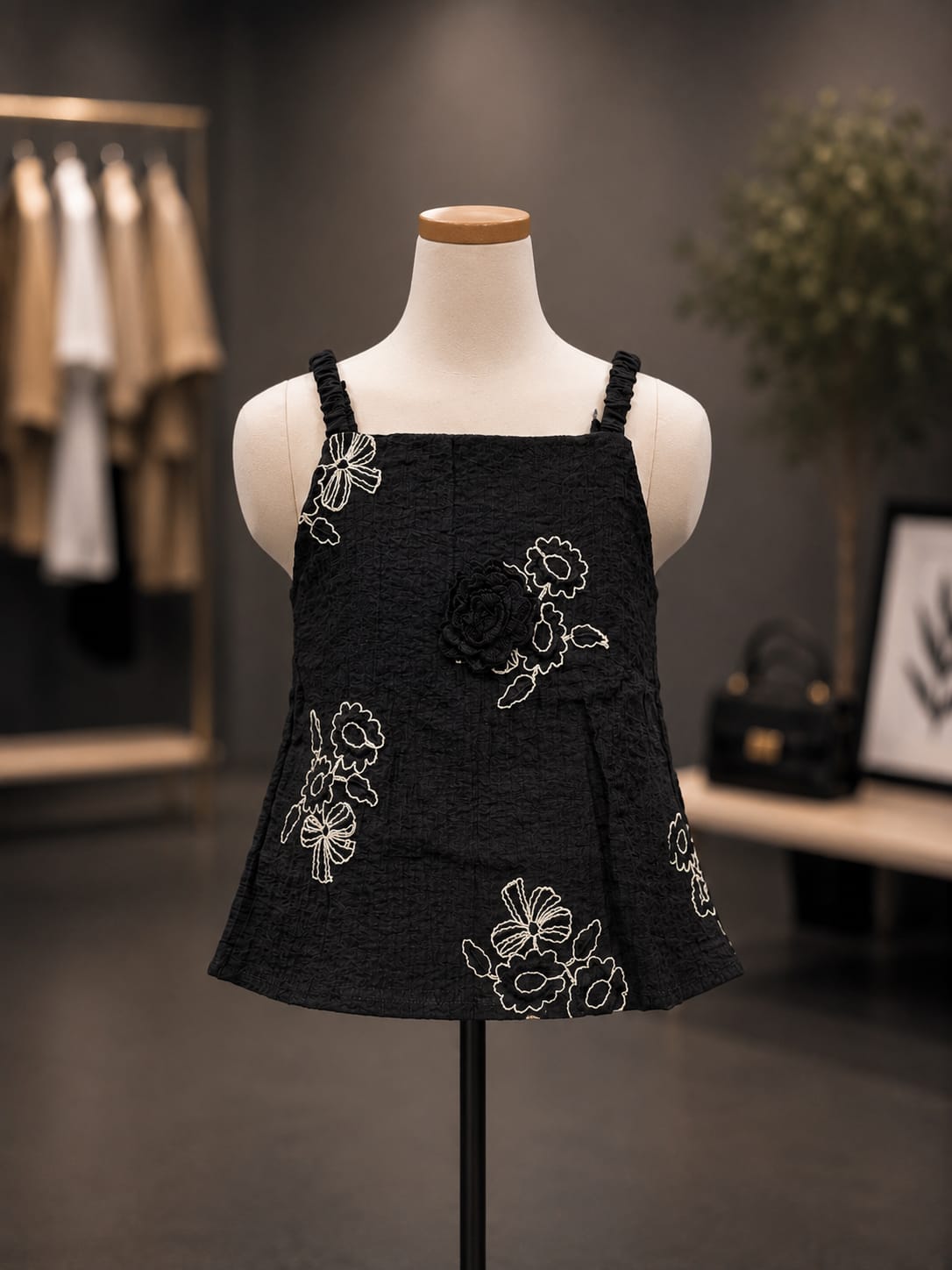 Premium Girls Floral Embroidered 3-Piece Co-Ord Set | Black | Party & Ethnic Wear | Sizes 6-12 Yea