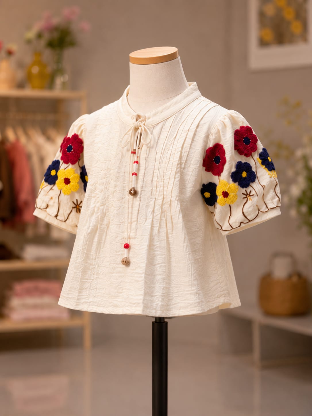 Premium Girls Floral Embroidered Top & Palazzo Co-Ord Set | Cream | Party Wear | Sizes 6–12 Years