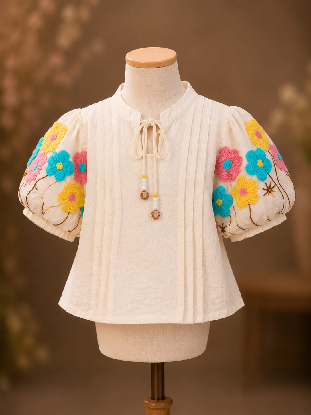 Premium Girls Floral Embroidered Top & Palazzo Co-Ord Set | Cream | Party Wear | Sizes 6–12 Years