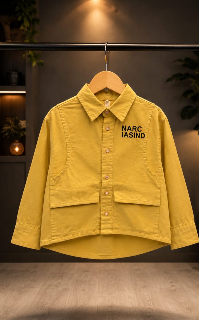 Premium Boys Mustard Full Sleeve Cotton Shirt | Casual Party Wear | Sizes 2–7 Years
