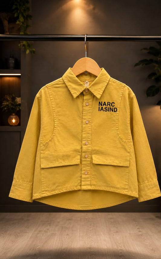 Premium Boys Mustard Full Sleeve Cotton Shirt | Casual Party Wear | Sizes 2–7 Years