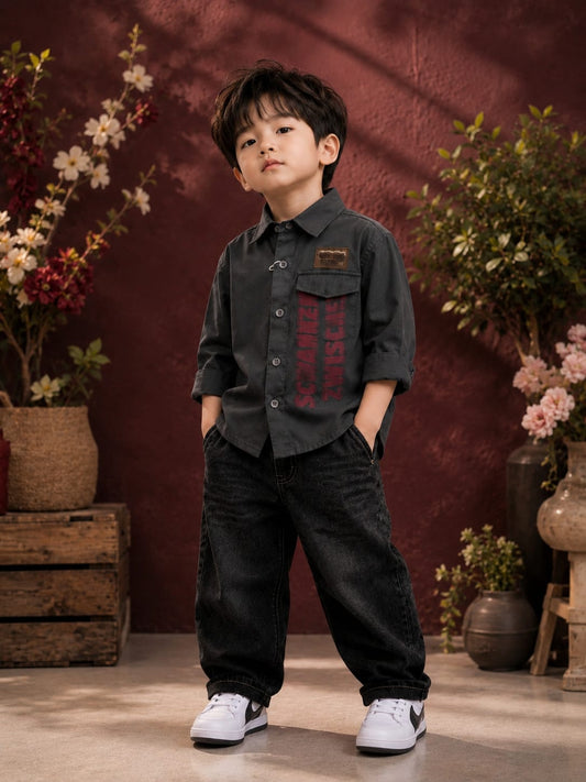 Premium Boys Graphic Printed Full Sleeve Cotton Shirt | Casual & Party Wear | Sizes 1–5 Years