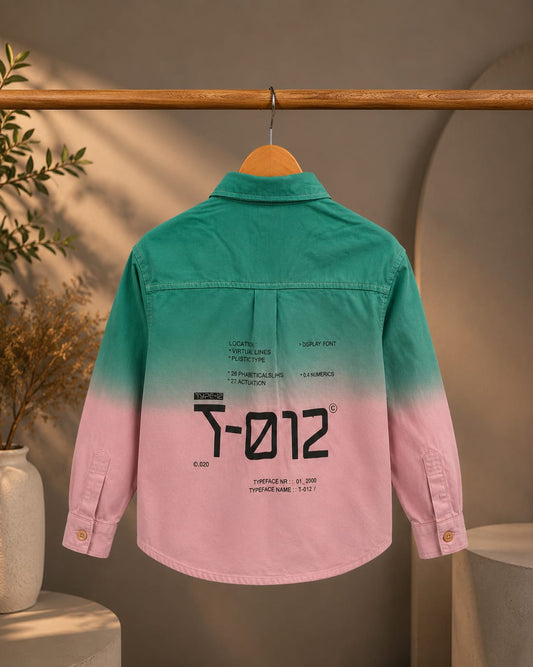 Premium Boys Green & Pink Ombre Cotton Full Sleeve Shirt | Casual & Party Wear | Sizes 2–7 Years