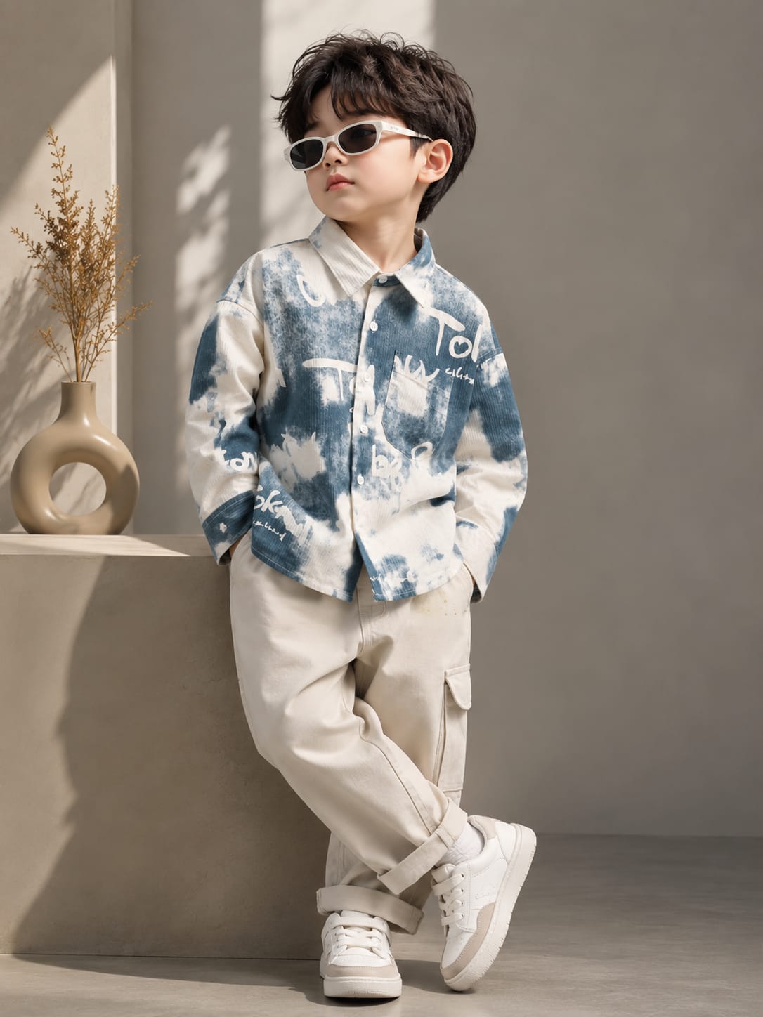 Boys Premium Tie-Dye Printed Casual Shirt | Full Sleeve Stylish Cotton Blend Shirt | Ages 4–10 Years