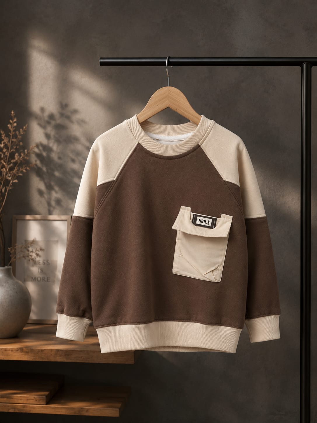 Boys Premium Cotton Fleece Color Block Sweatshirt with Utility Pocket | Full Sleeve Casual Sweatshirt | 6–12 Years
