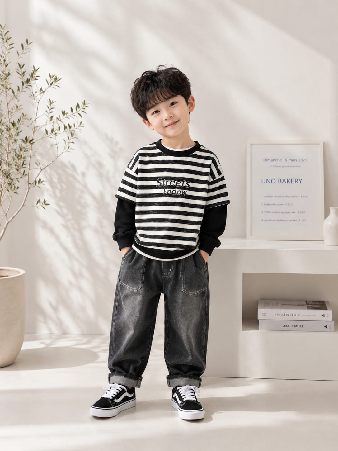 Boys Premium Striped All Season Sweatshirt | Full Sleeve Casual Wear | Black & White | 6–12 Years