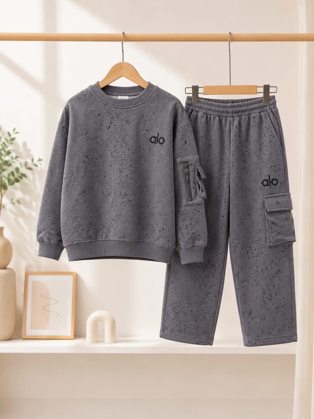 Boys Premium All Season Cargo Co-Ord Set | Sweatshirt & Cargo Pants | Grey | 6–12 Years