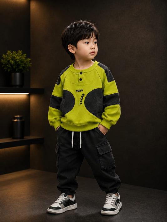 Boys Premium Color Block Sweatshirt | Casual Crew Neck Pullover | All Season | Sizes 18–26