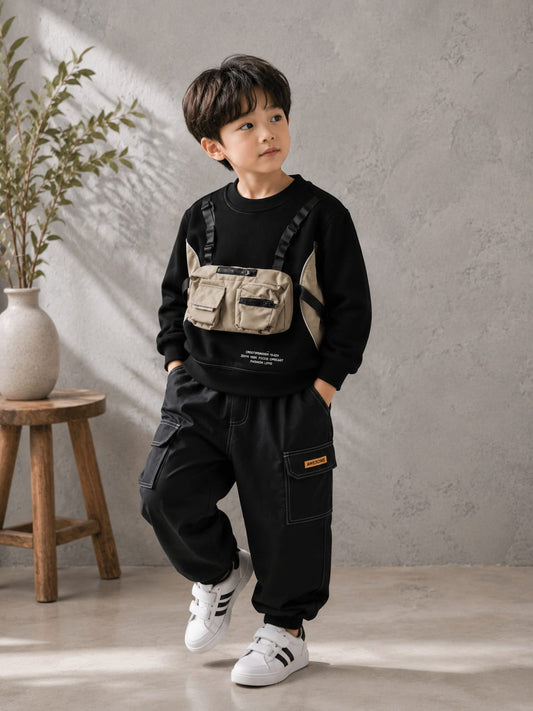 Boys Premium Utility Pocket Sweatshirt | Cargo Style Casual Sweatshirt | All Season Wear | Size 18-26