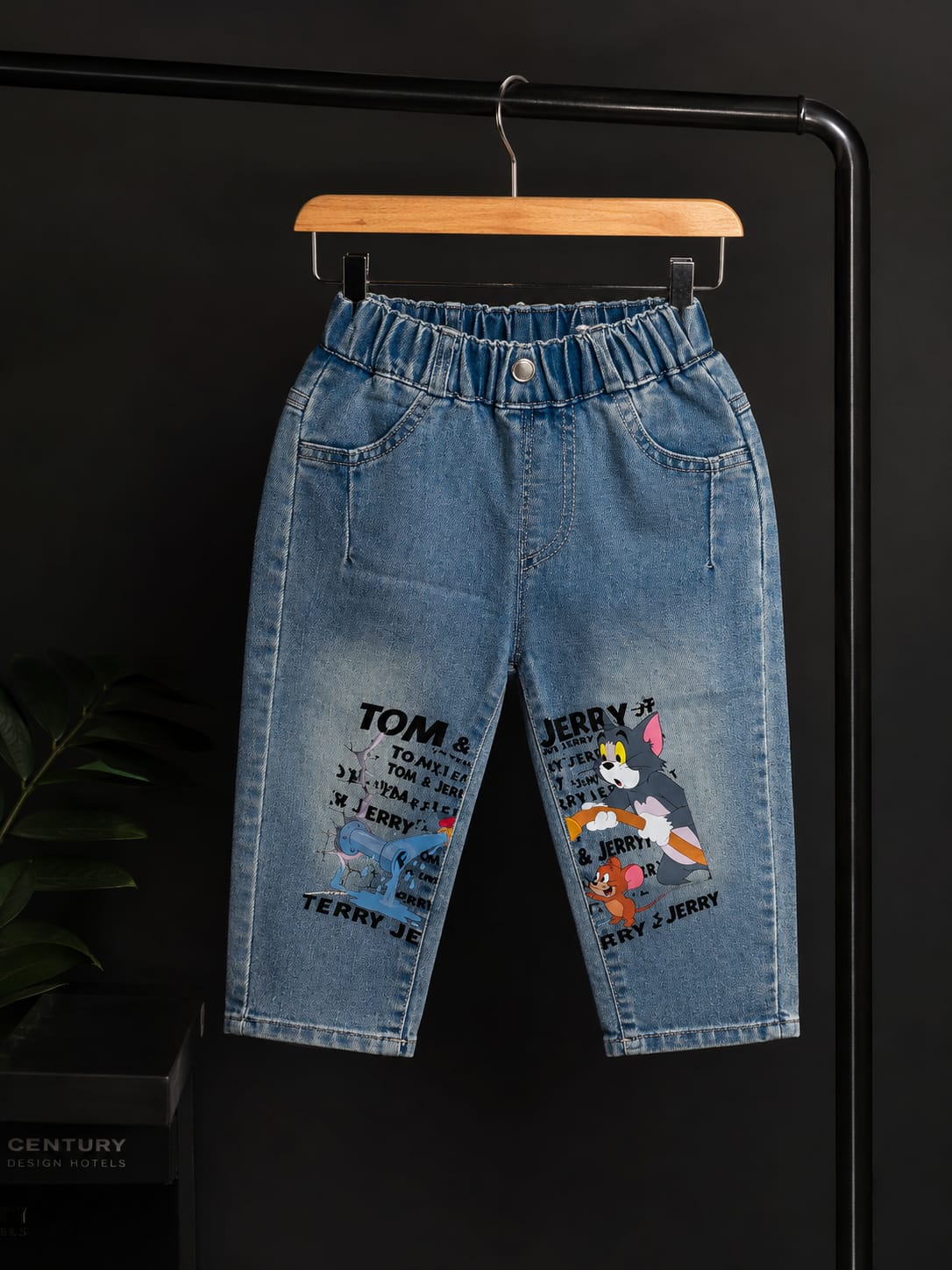 Kids Cartoon Print Denim Capri Jeans | Elastic Waist | Regular Fit | Size 18-26