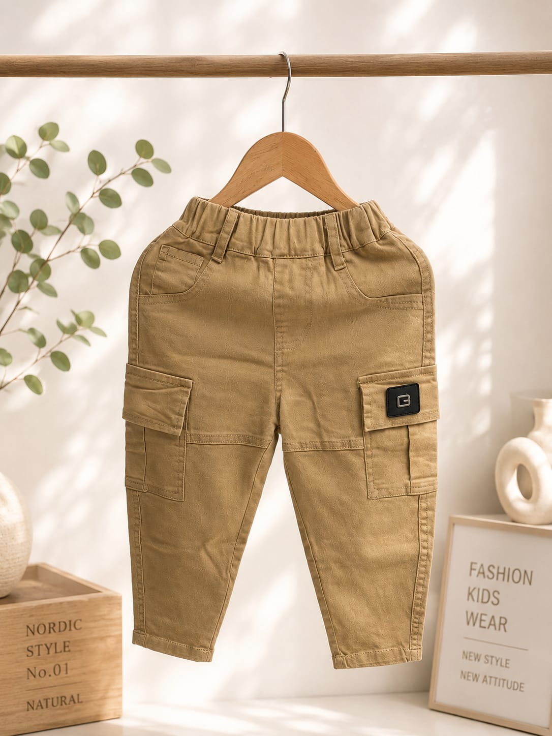 Kids Premium Cargo Jogger Pants | Elastic Waist | Cotton Twill | Size 18-26