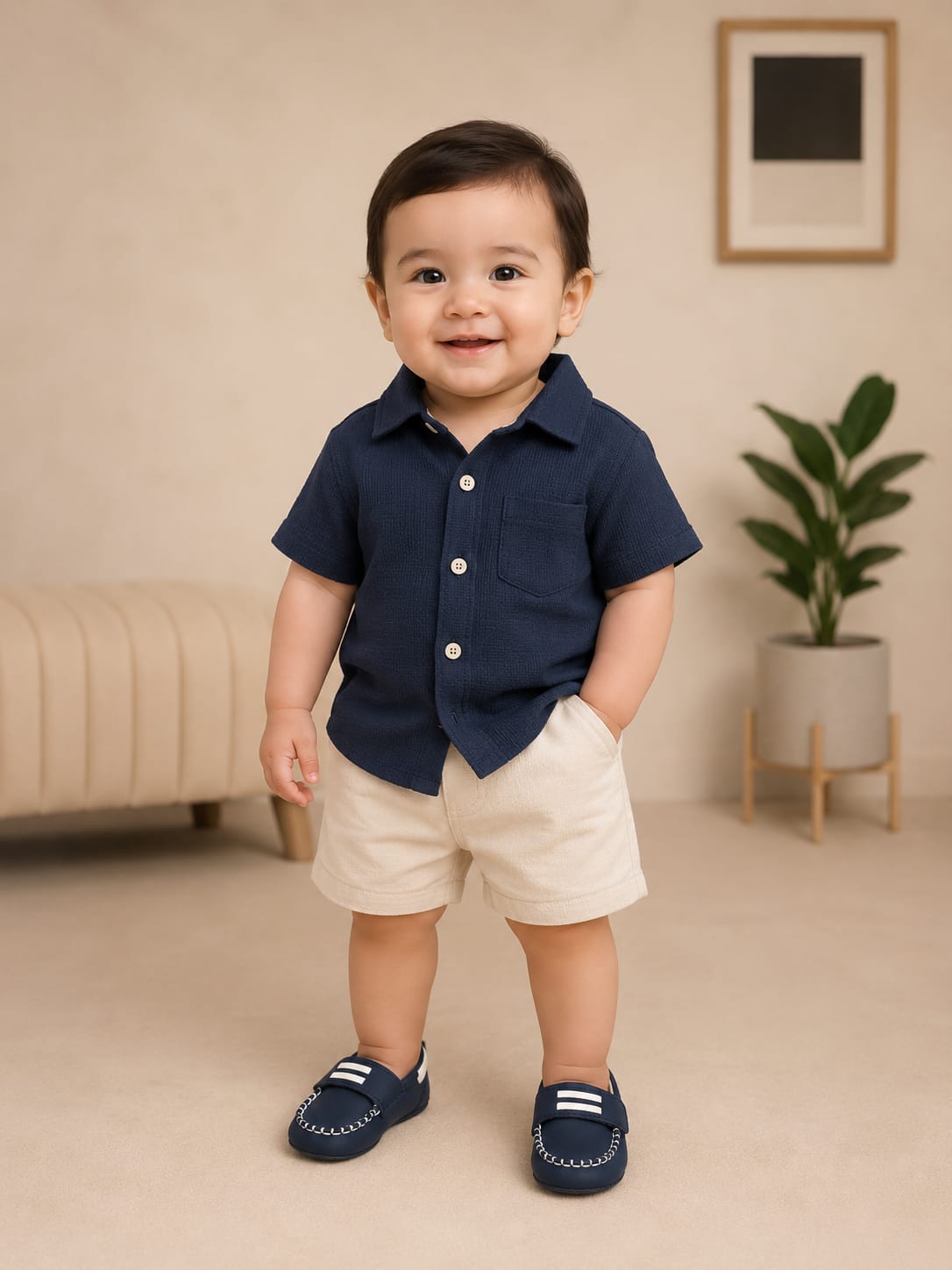 Baby Boys & Girls Soft Sole Casual Loafer Shoes – Navy Blue | Newborn First Walker Shoes 0-3M-6-9M