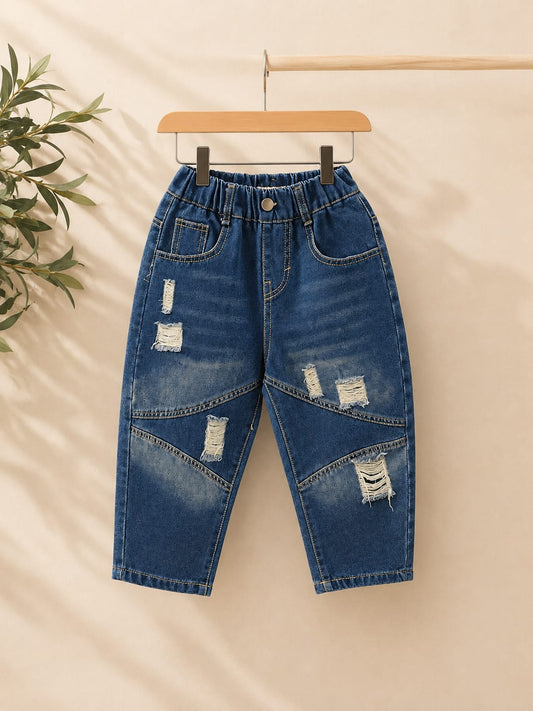 Kids Distressed Wide Leg Denim Jeans | Blue Wash | 6–12 Years