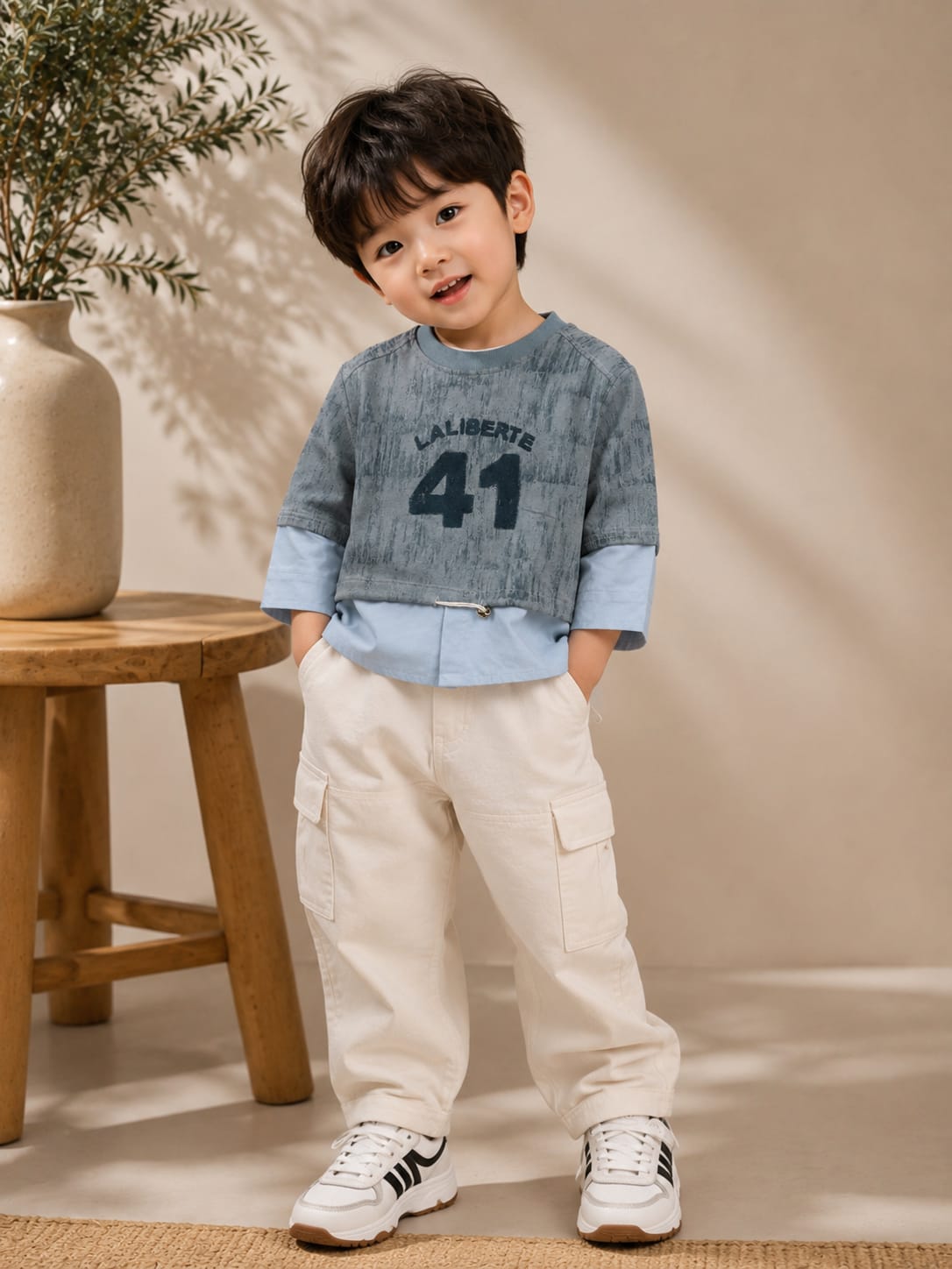 Boys Premium Layered Style Cotton T-Shirt | All Season Casual Wear | Size 18-26
