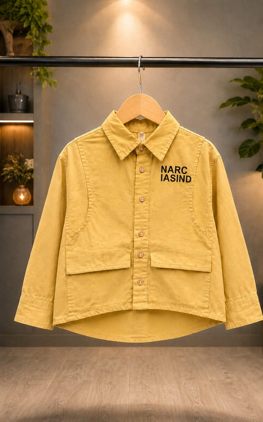 Premium Boys Mustard Full Sleeve Cotton Shirt | Casual Party Wear | Sizes 2–7 Years
