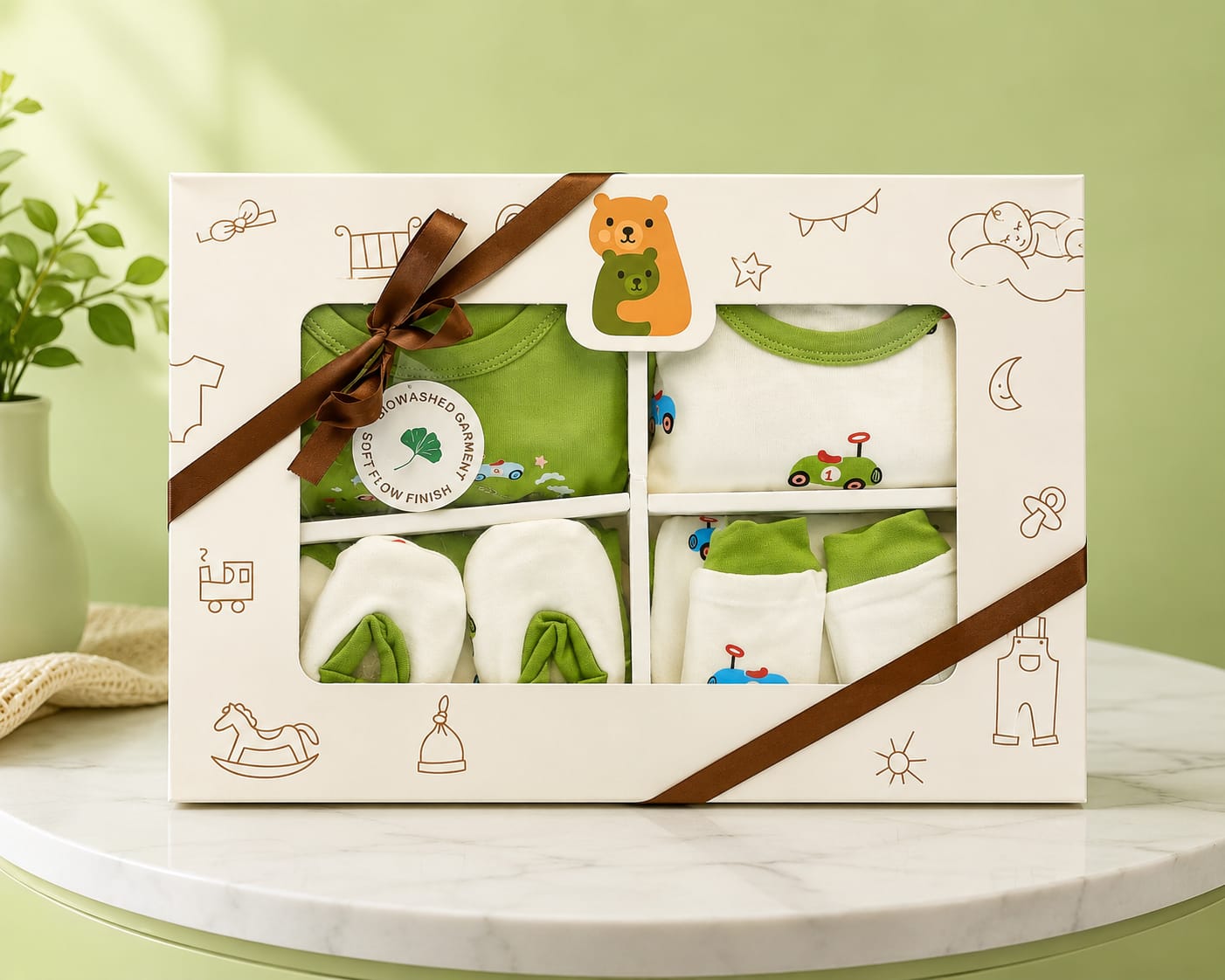Newborn Premium 11 Pcs Baby Clothing Set | Soft Cotton Complete Baby Essentials Kit | Green