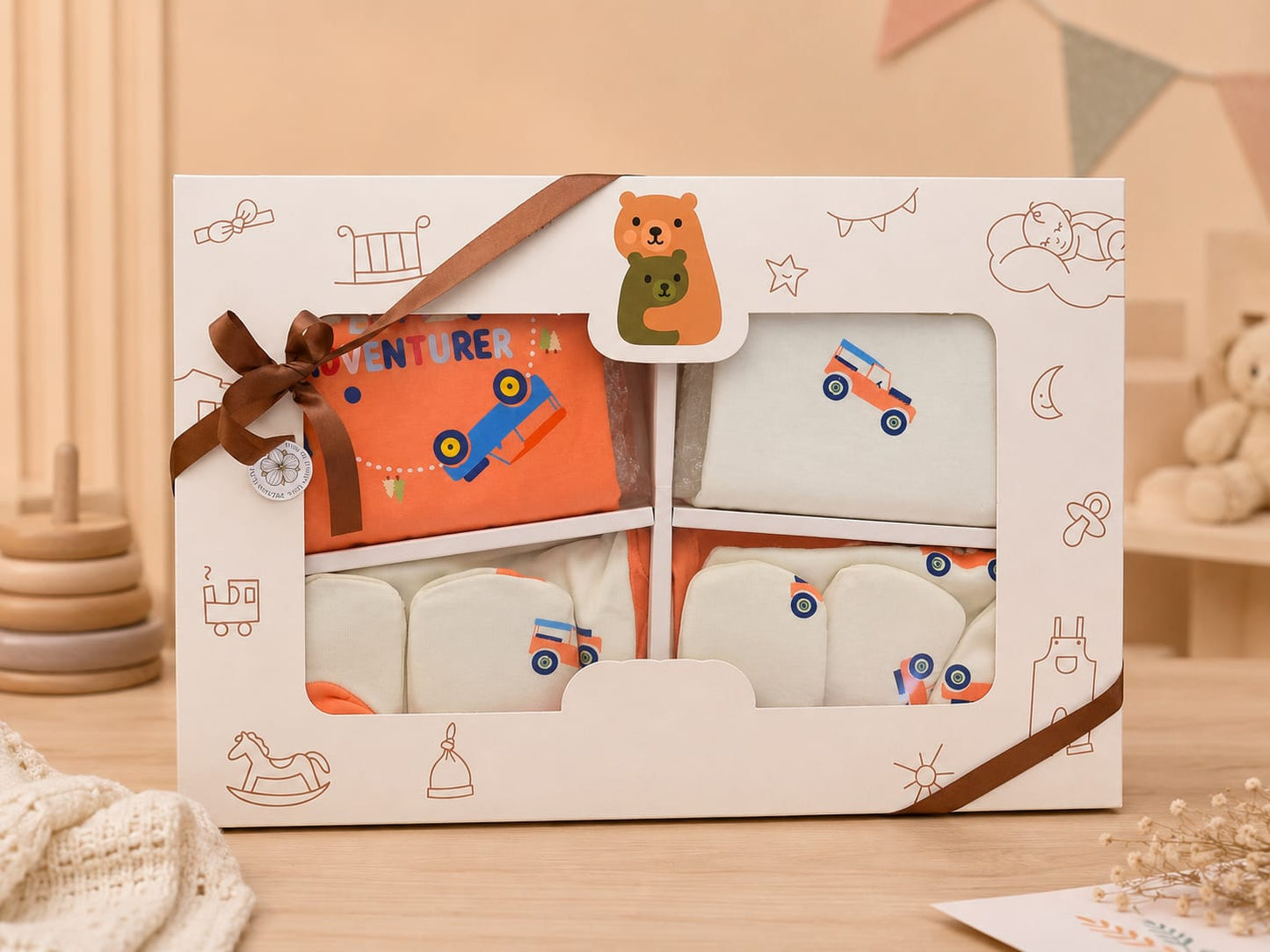 Newborn Premium 11 Pcs Baby Clothing Set | Soft Cotton Complete Baby Essentials Kit | Orange