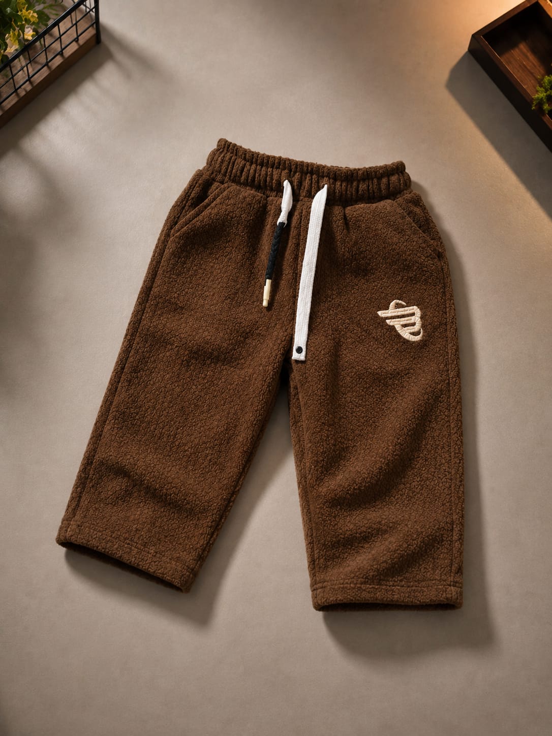 Kids Brown All Season Track Pant | Soft & Comfortable Casual Bottom Wear (Size 18–26)