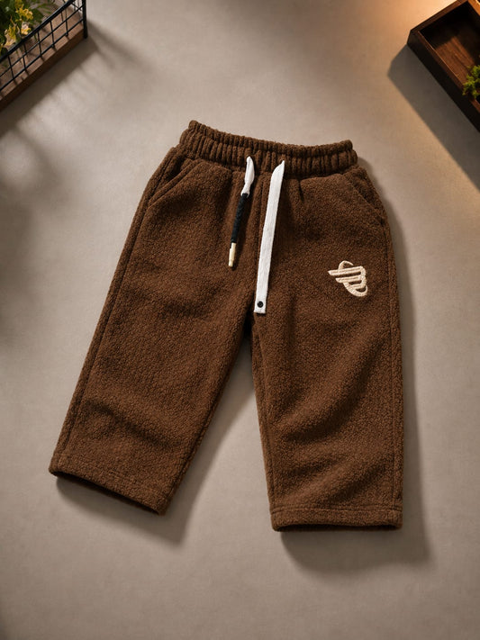 Kids Brown All Season Track Pant | Soft & Comfortable Casual Bottom Wear (Size 18–26)