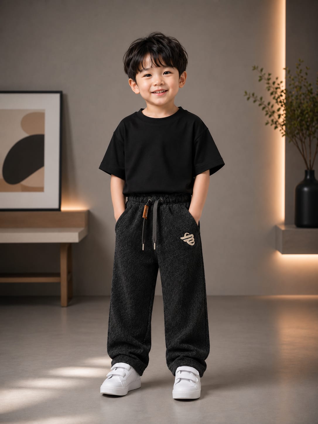 Kids Black All Season Track Pant | Soft & Comfortable Casual Bottom Wear (Size 18–26)