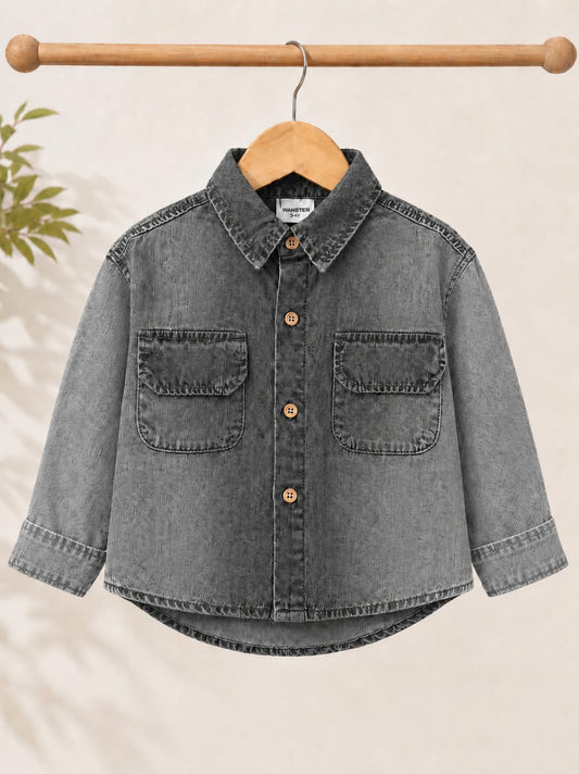 Premium Boys Washed Denim Full Sleeve Shirt | Classic Casual Denim Shirt | Sizes 2–7 Years