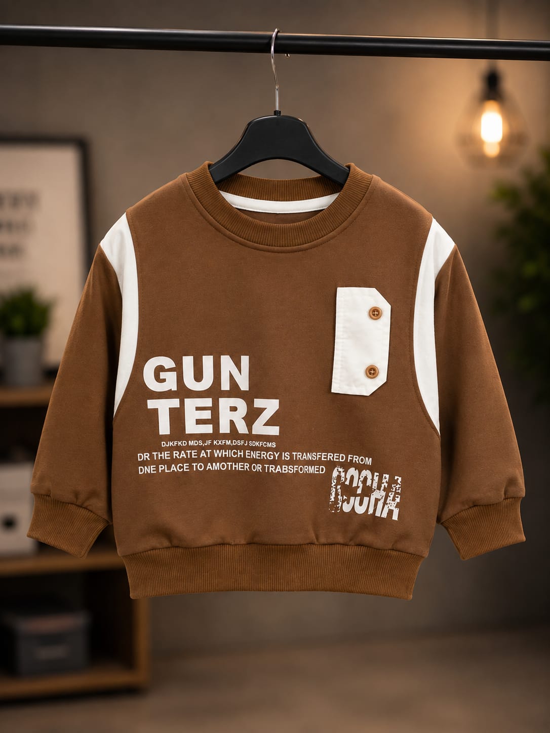 Kids Brown Graphic Print Full Sleeve Sweatshirt | Premium Casual Wear for Boys | Size 18–26