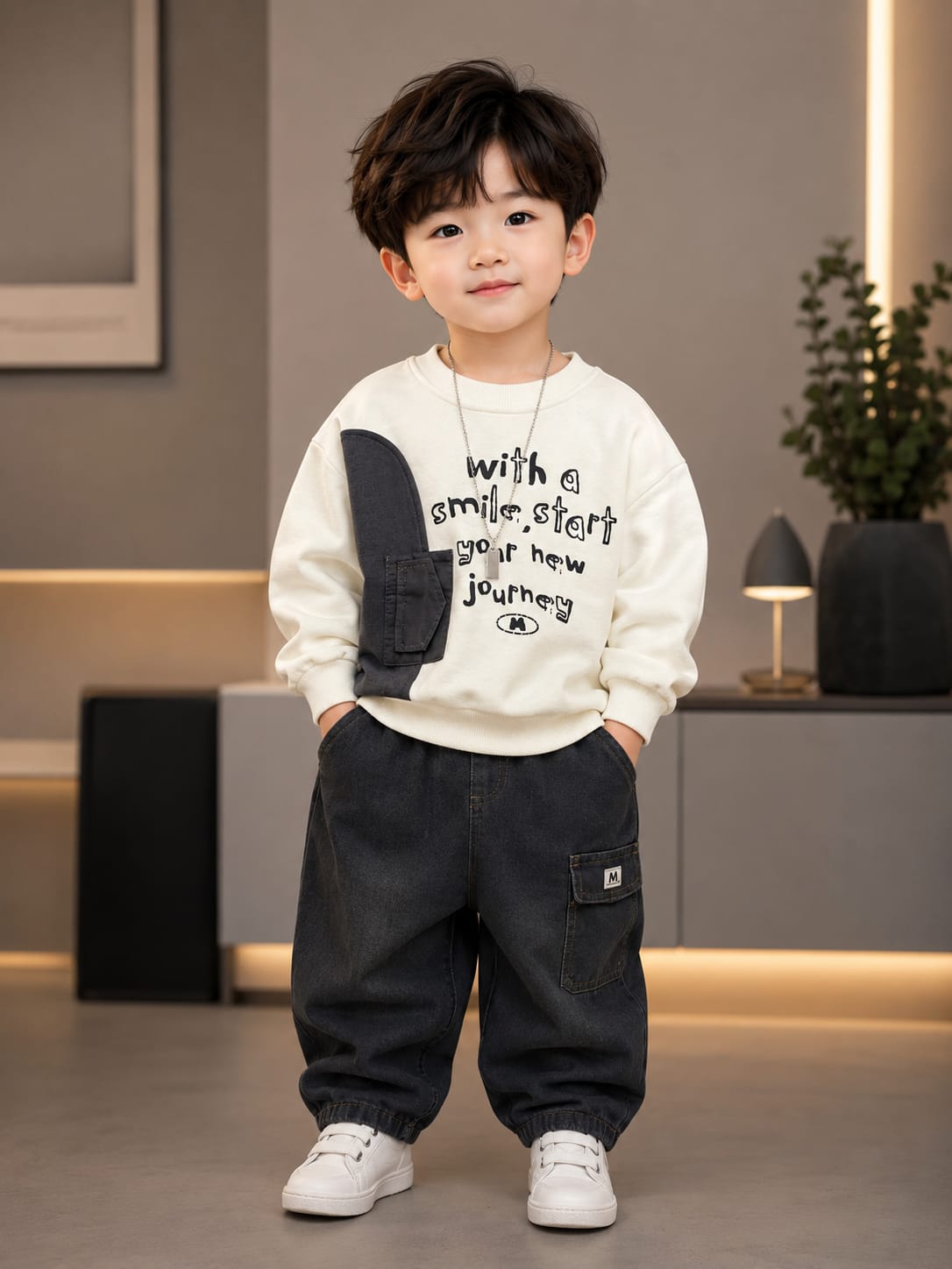 Kids Premium Printed Full Sleeve Sweatshirt | Casual All Season Wear for Boys | Cream | Size 18–26