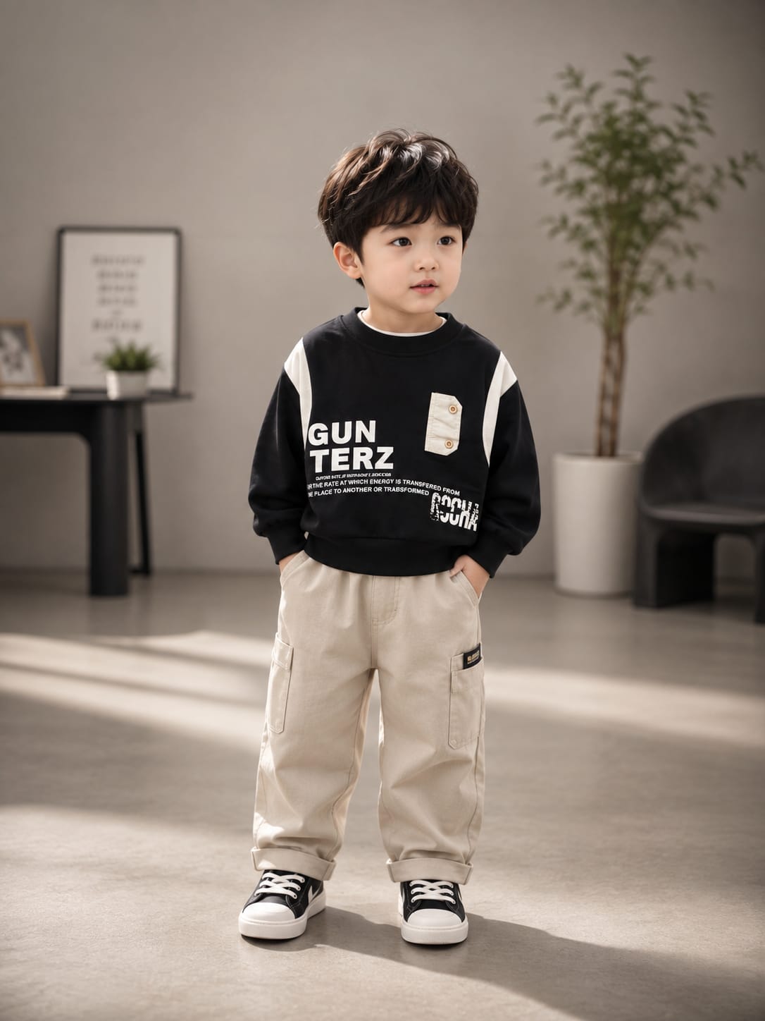 Kids Black Graphic Print Full Sleeve Sweatshirt | Premium Casual Wear for Boys | Size 18–26