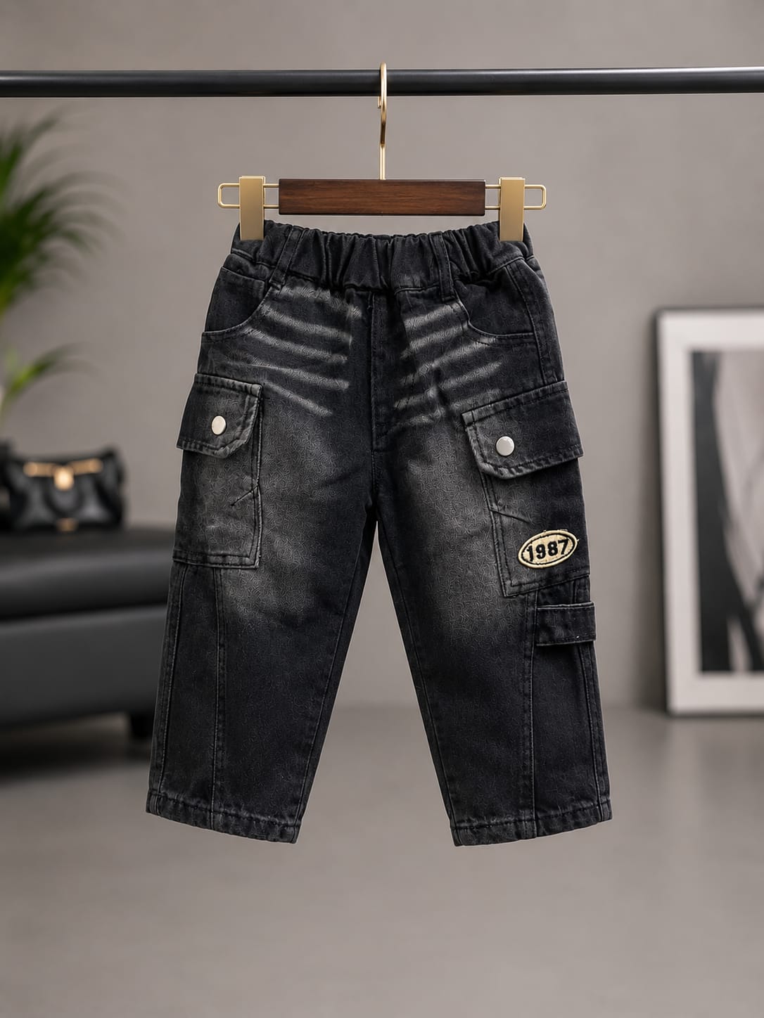 Premium Kids Black Denim Jeans | Stylish Multi-Pocket Casual Jeans | Size 18–26