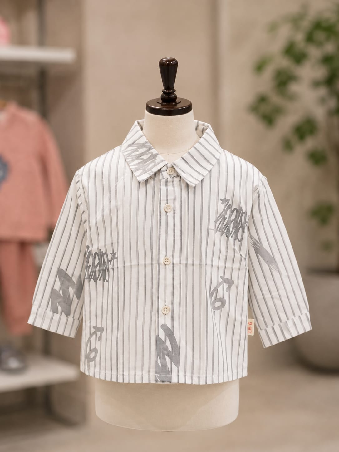 Boys Blue Printed T-Shirt with Striped Shirt & Black Cargo Jogger Set | 3-Piece Set | Sizes 18-26