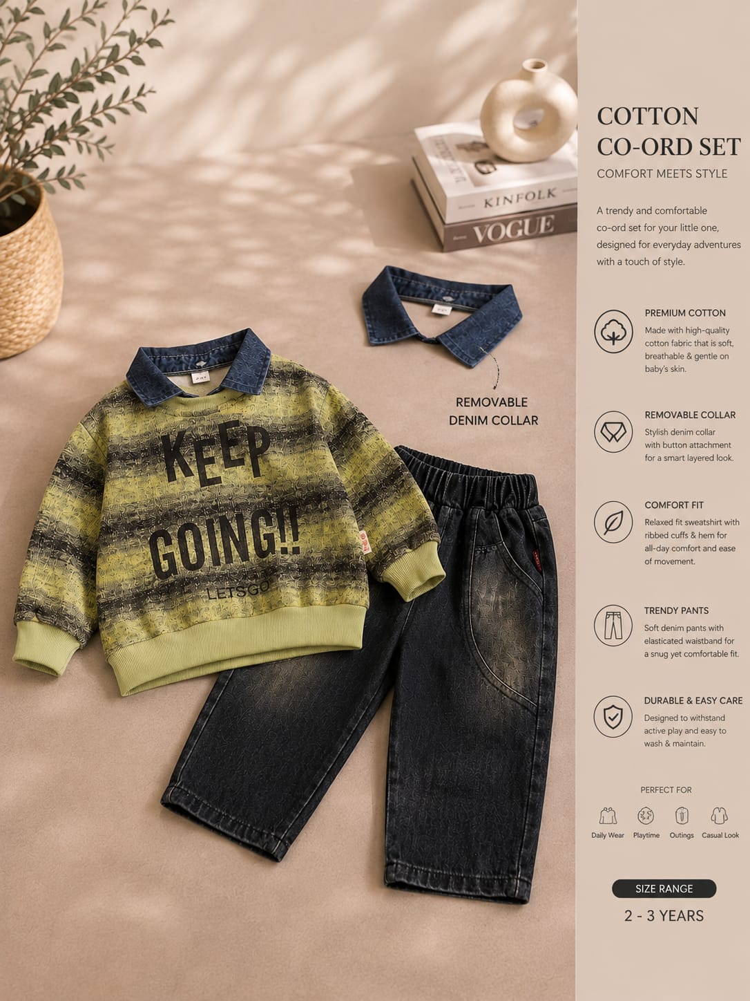 Boys Olive Green Printed Sweatshirt with Black Denim Jeans Set | 2-Piece Set | Sizes 18-26