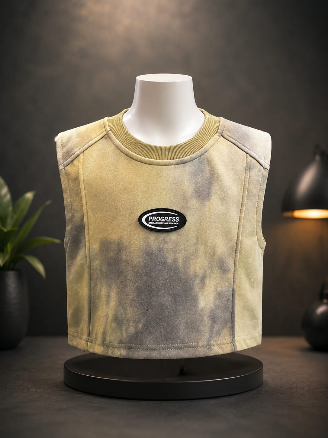 Boys Yellow Tie-Dye Vest with White T-Shirt & Black Cargo Jeans Set | 3-Piece Set | Sizes 18-26