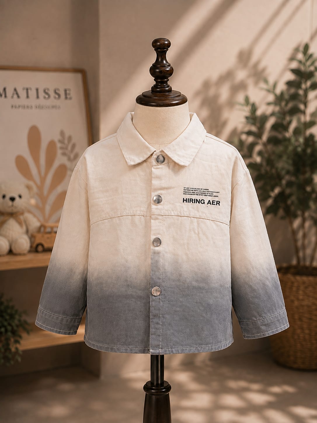 Boys White & Grey Ombre Jacket with T-Shirt & Cargo Jogger Set | 3-Piece Set | Sizes 18-26