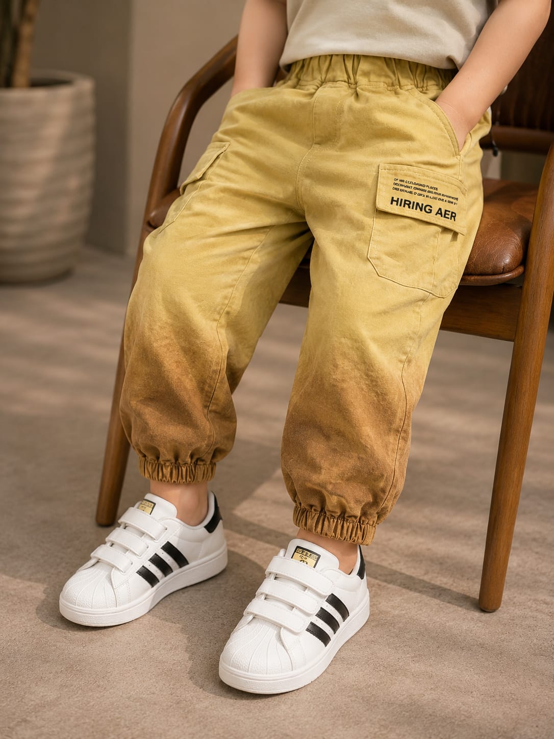 Boys Mustard Yellow Jacket with T-Shirt & Cargo Jogger Set | 3-Piece Set | Sizes 18-26