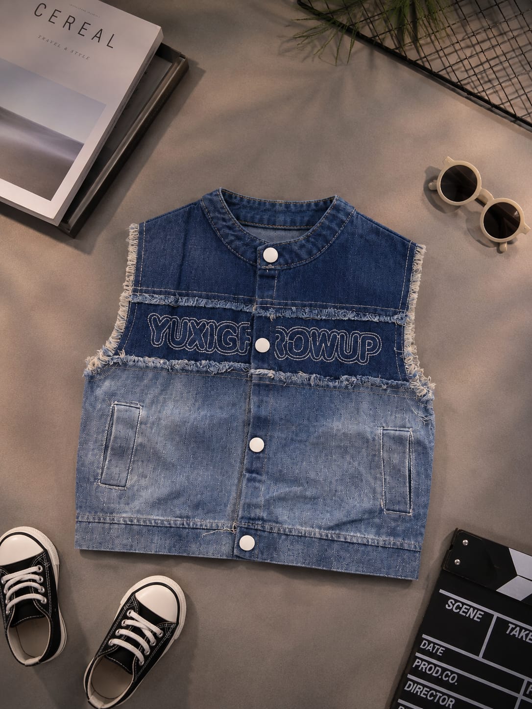 Boys 3-Piece Denim Set | Checkered Shirt, Denim Jacket & Jeans | Trendy Kids Outfit | Size 18-26