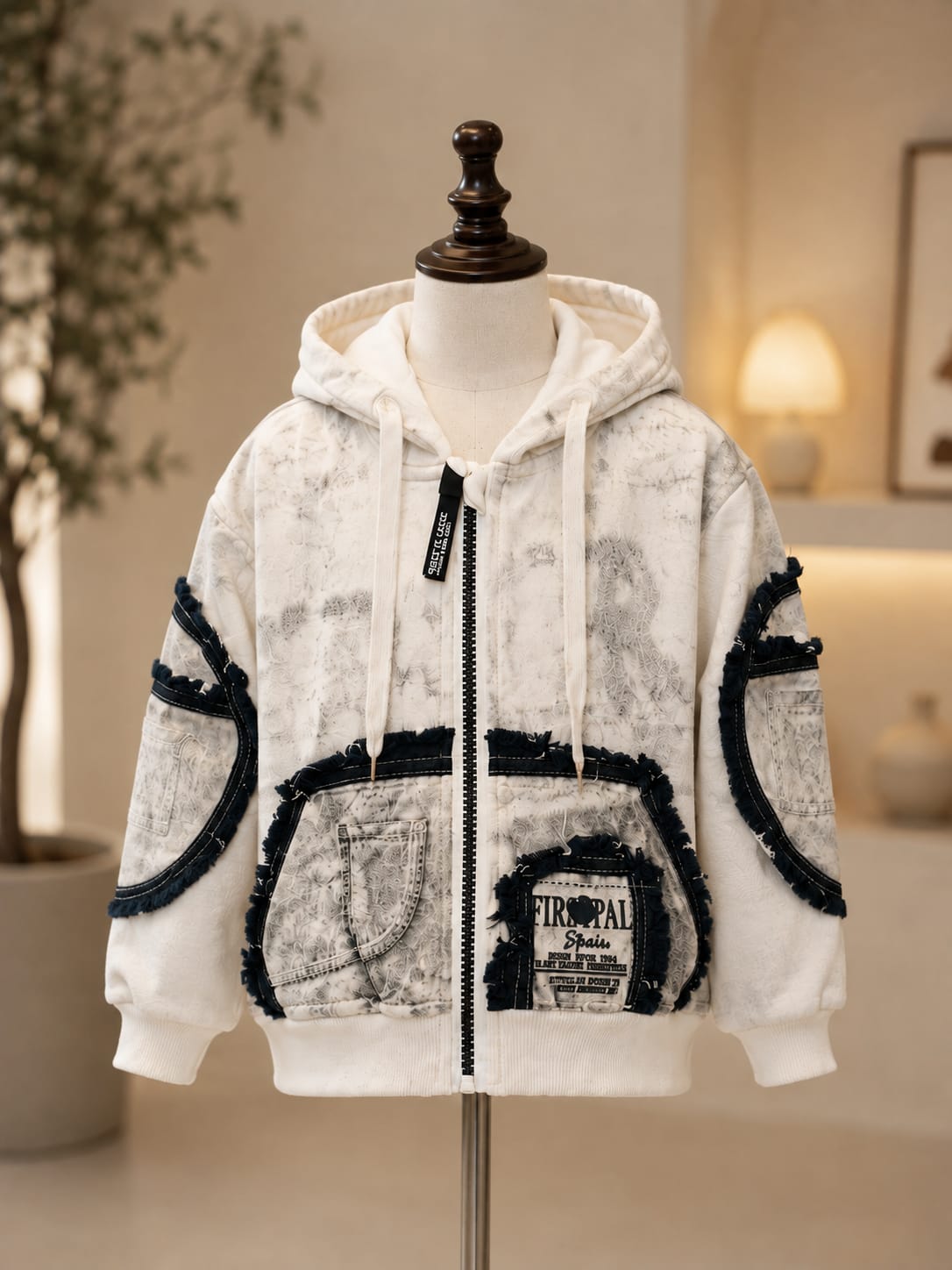 Boys Premium White Denim Hoodie Jacket | Stylish Casual Kidswear | Sizes 18-26