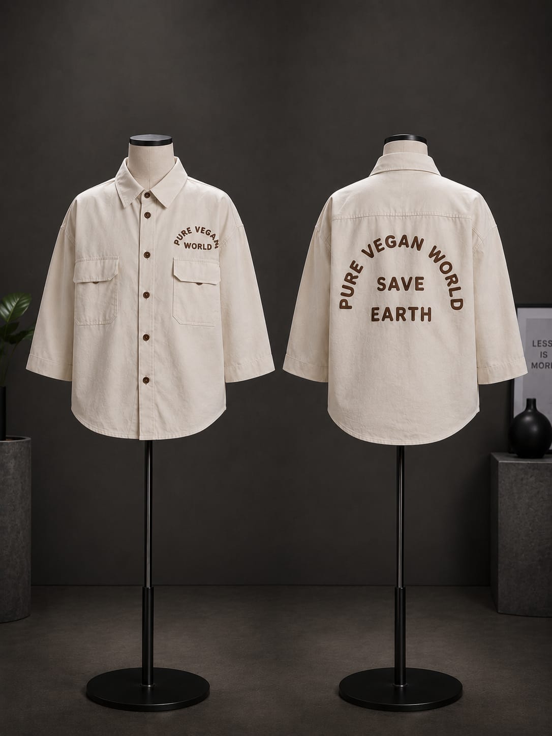 Kids Premium Cream Oversized Shirt | Pure Vegan World Graphic Shirt | 6–12 Years