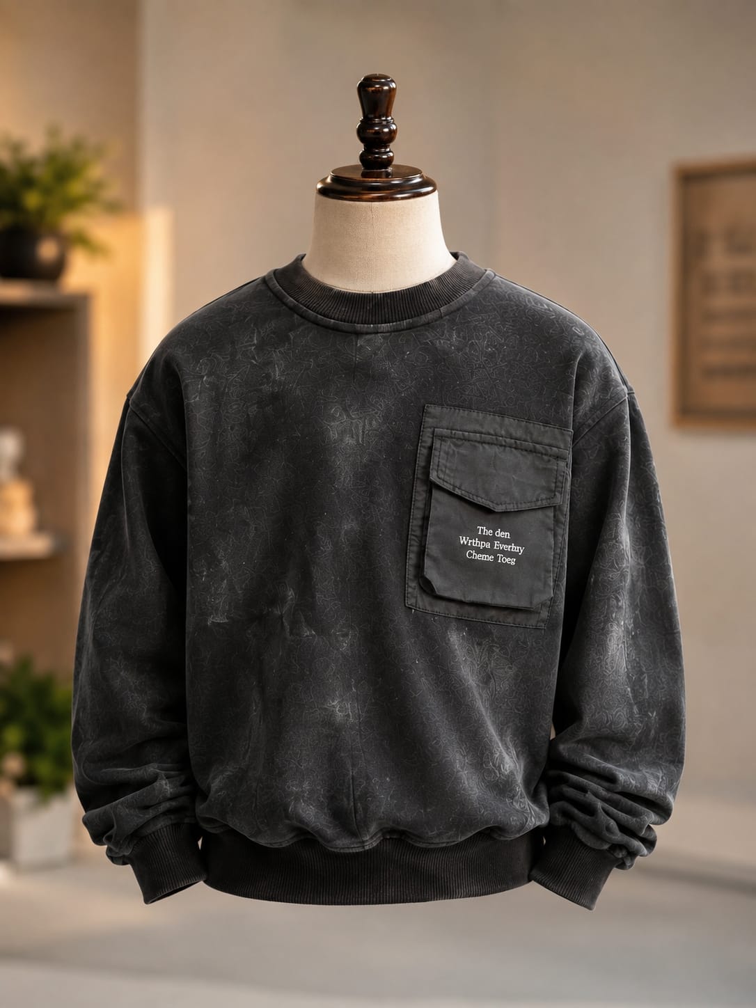 Boys Premium Black Printed Sweatshirt with Utility Pocket | Trendy Streetwear Kidswear | 6–12 Years