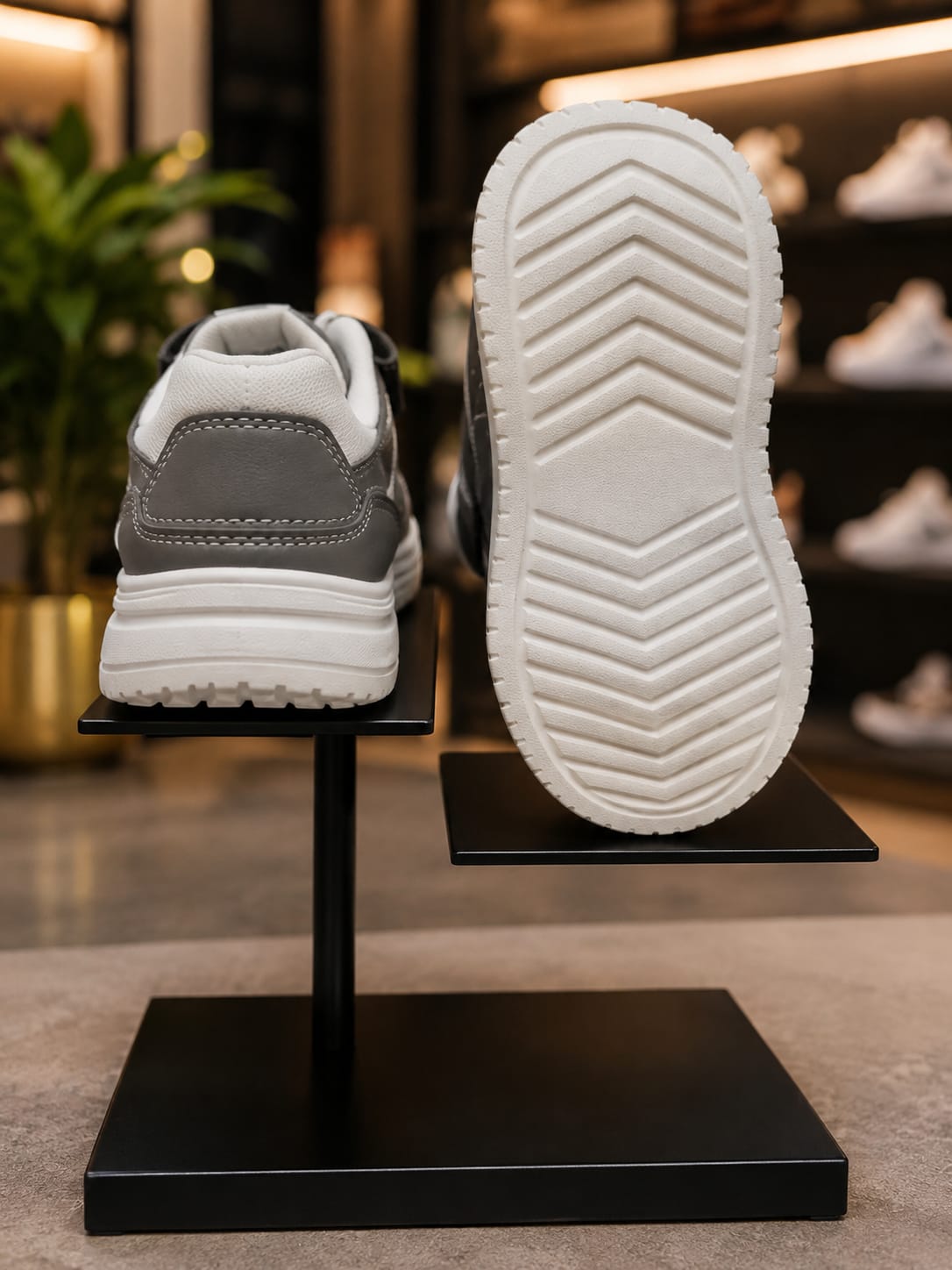 Kids Stylish Grey & White Sports Sneakers | EU 27–31