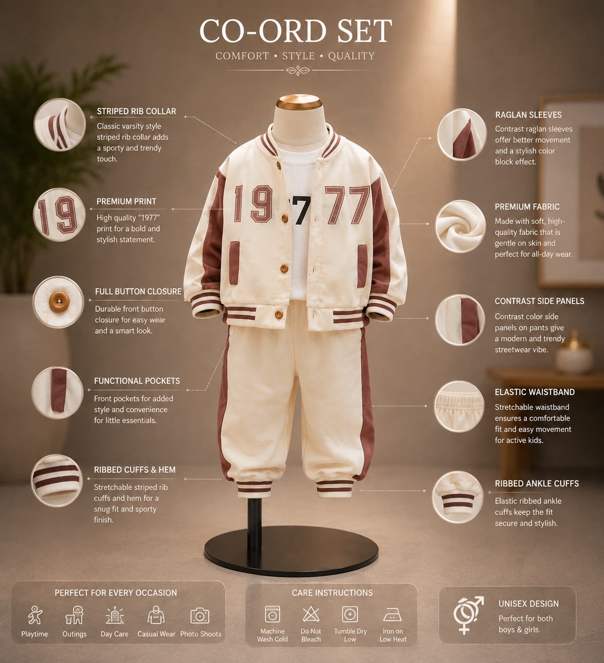 Boys’ 3-Piece Varsity Tracksuit Set | Jacket, T-Shirt & Jogger | Sizes 18–26
