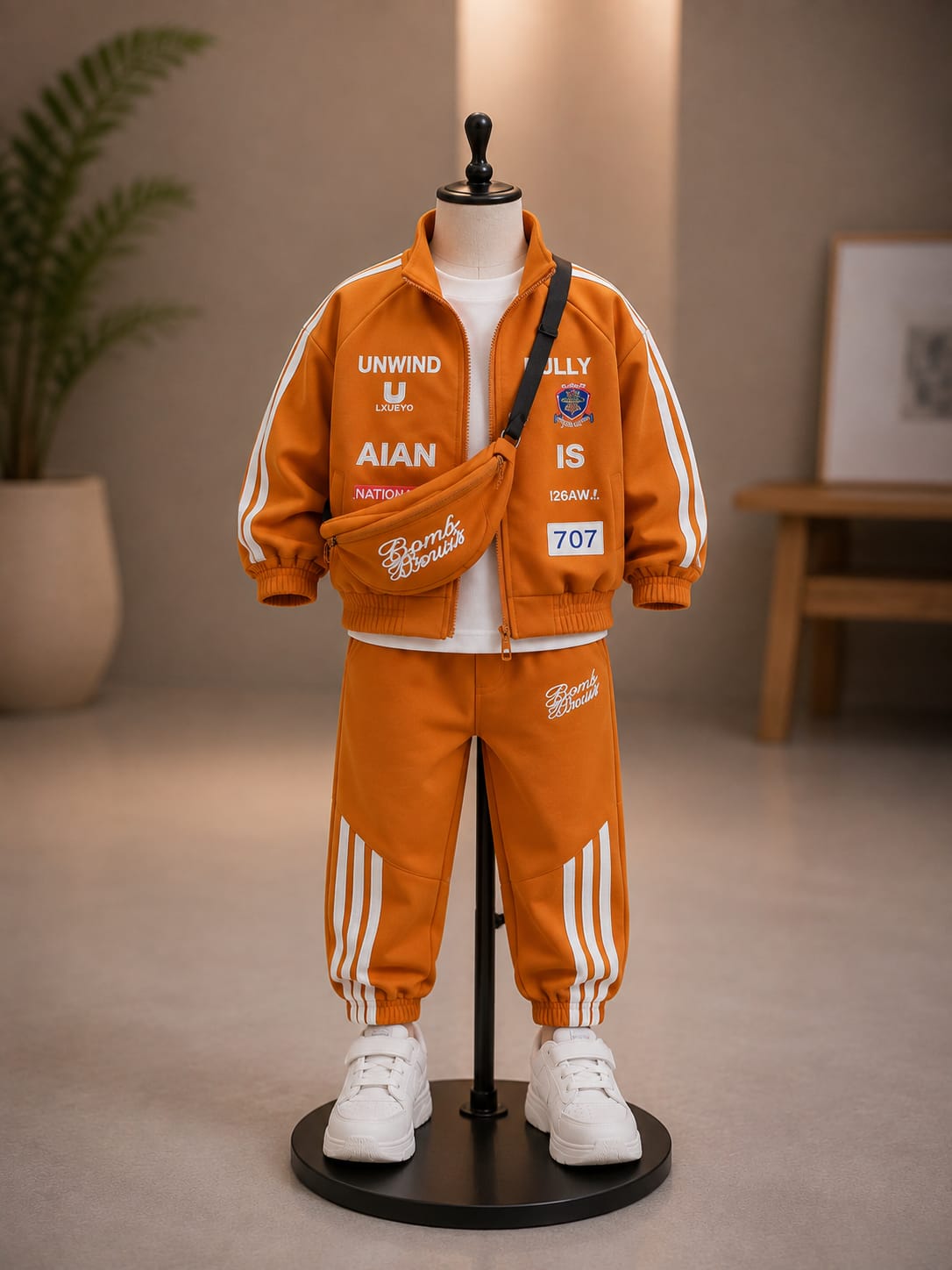 Boys’ 3-Piece Orange Tracksuit Set | Jacket, T-Shirt & Jogger | Sizes 18–26