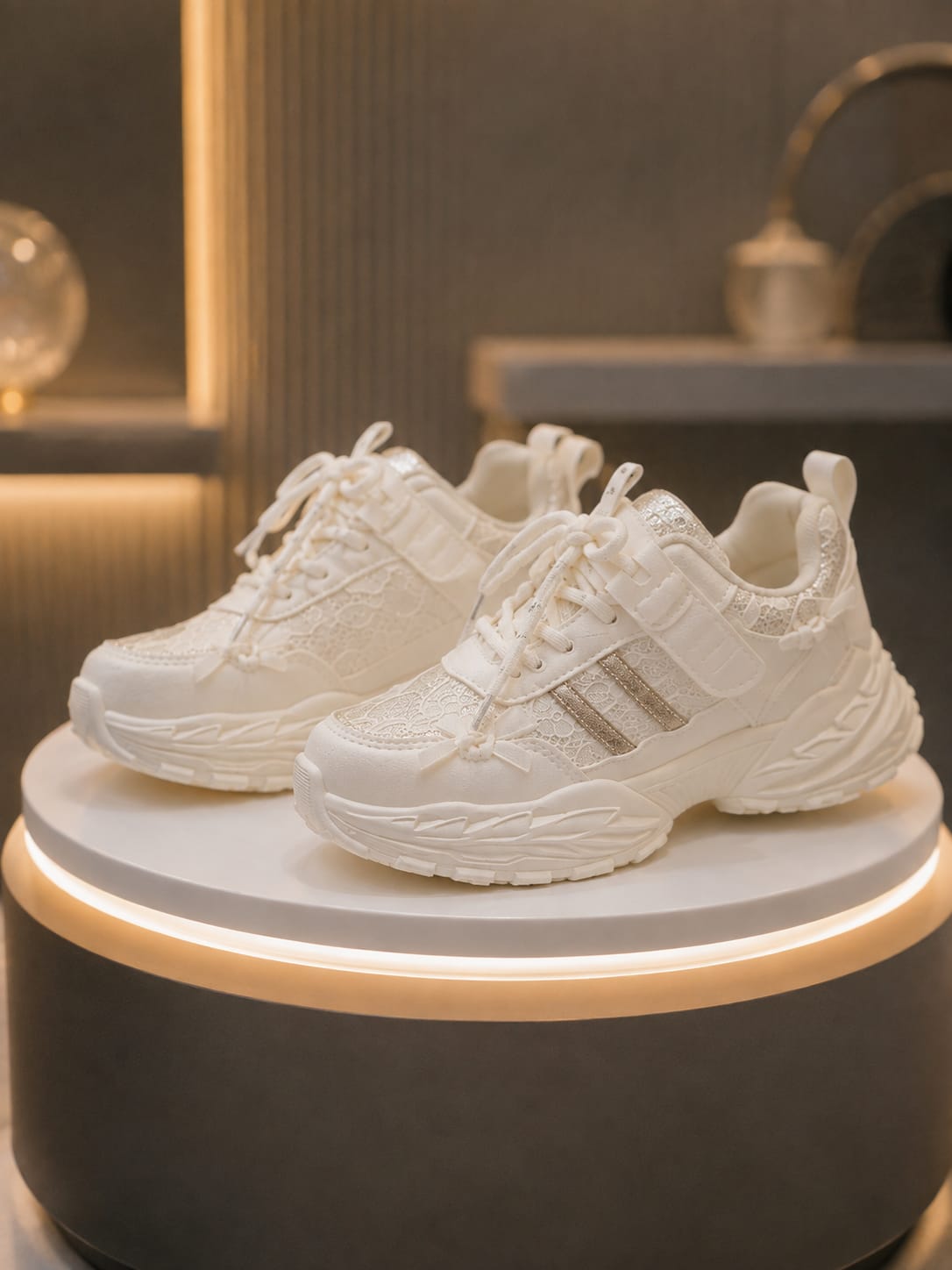 Girls' Premium White Chunky Sneakers | Stylish Casual Shoes | EU 31–36