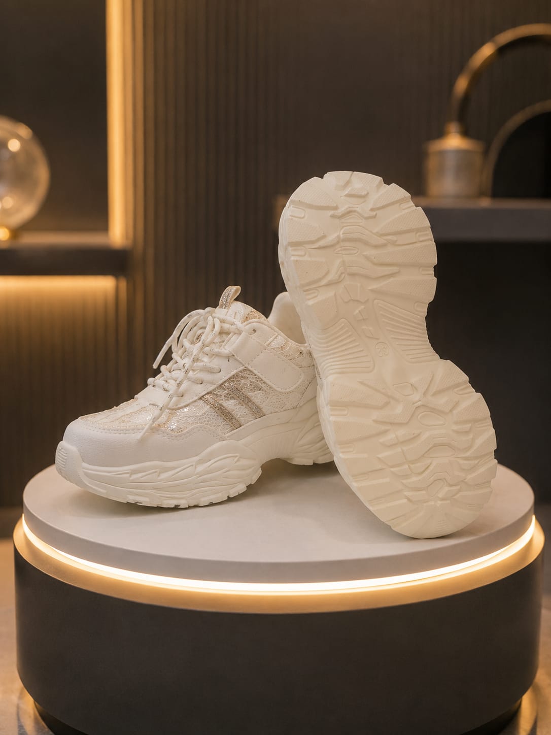 Girls' Premium White Chunky Sneakers | Stylish Casual Shoes | EU 31–36