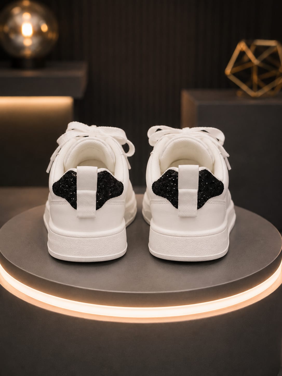 Girls' White & Black Star Sneakers | Trendy Casual Shoes | EU 32–37