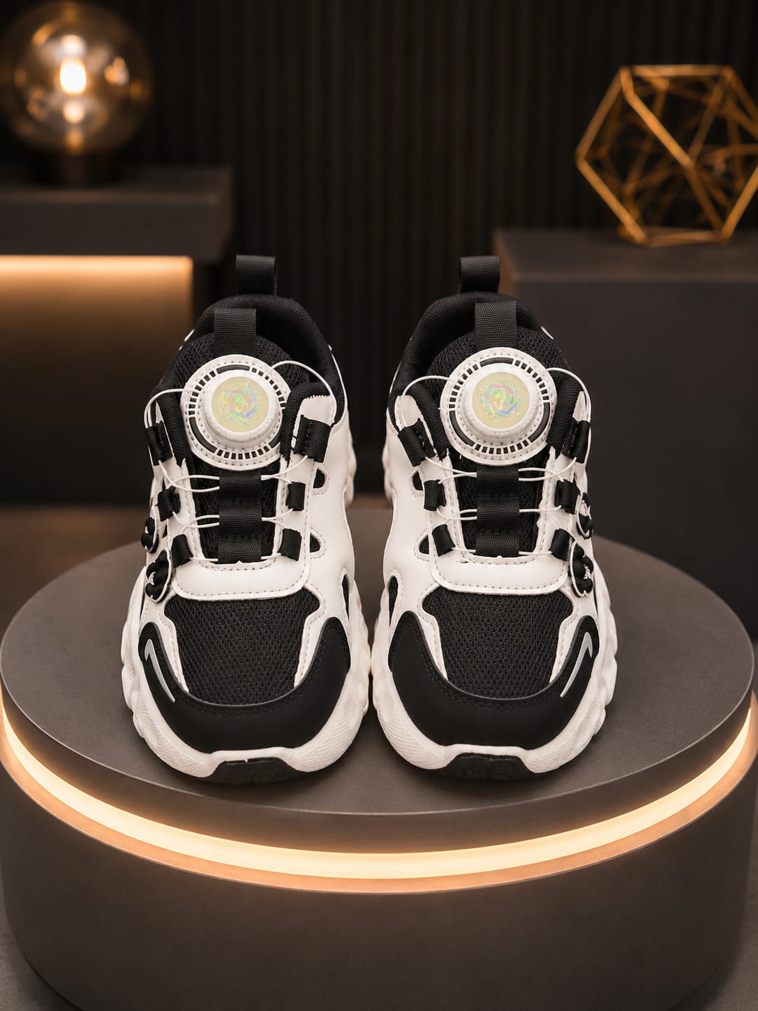Girls' Black & White Flower Sneakers | Trendy Casual Shoes | EU 32–37
