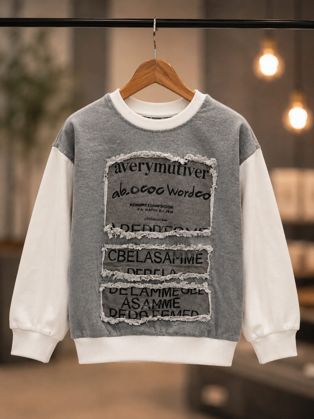 Kids Stylish Grey Graphic Sweatshirt – Grey & White | 6–12 Years