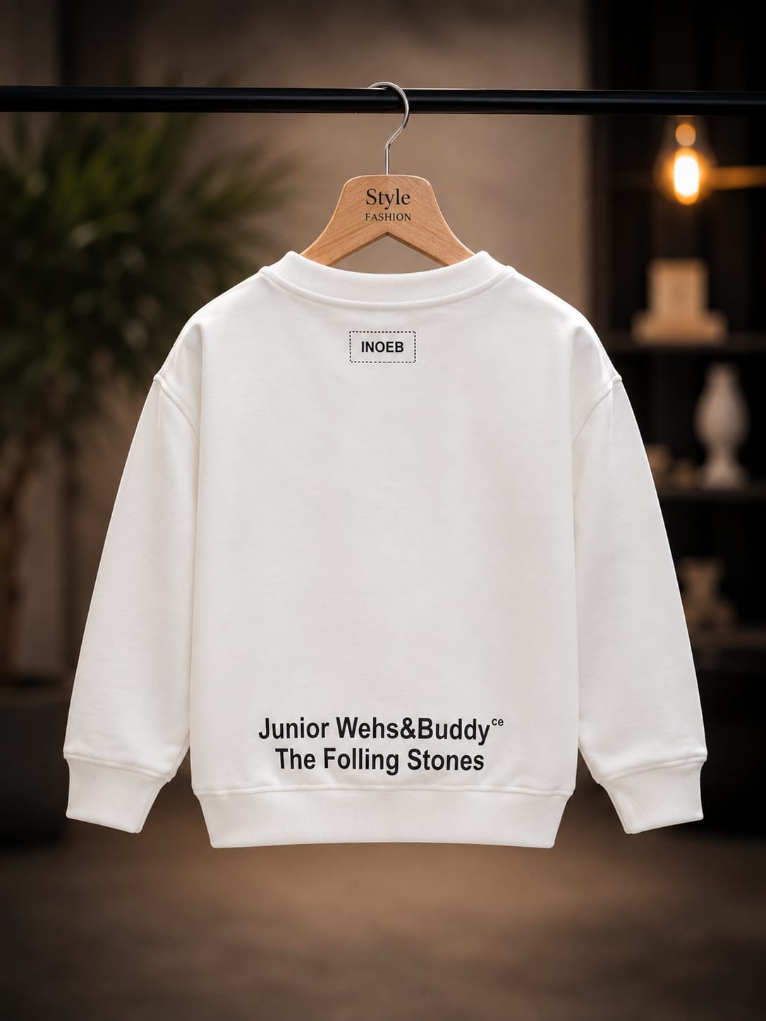 Boys White & Denim Stylish Printed Sweatshirt | 6–12 Years