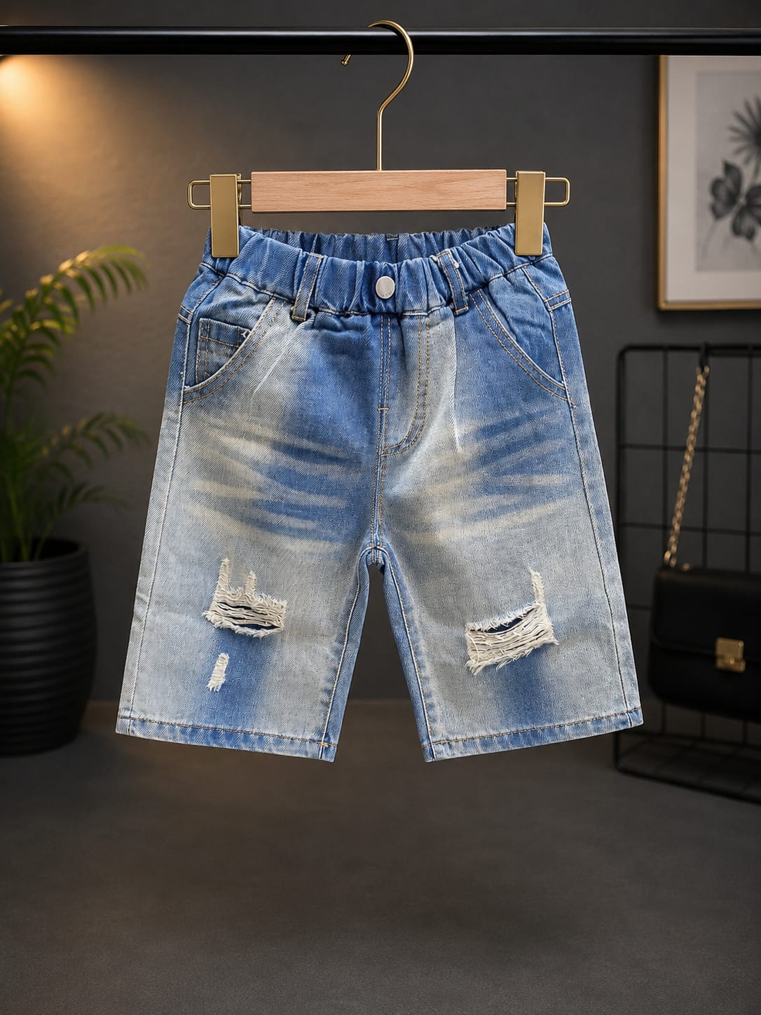 Boys Light Blue Baggy Fit Distressed Jeans with Ripped Detail | 2–7 Years